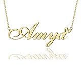 Amya Heart Name Necklace 18k Gold Plated Stainless