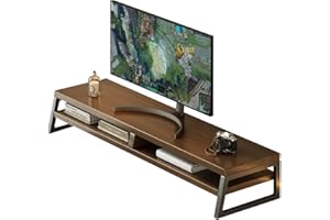 Monitor Stand for Desk, Large 2 Tier Monitor Stand, Wooden Computer Monitor Riser Shelf for Laptop, PC, Printer, Office Deskt