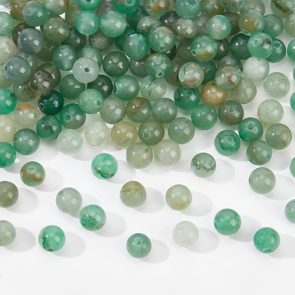 GOMAKERER About 126 Pcs Natural Stone Beads 6-6.5mm, Green Aventurine Beads Natural Gemstone Beads Smooth Crystal Beads Loose Spacer Round Bead for Bracelet Necklace Jewelry Making 2 Strands