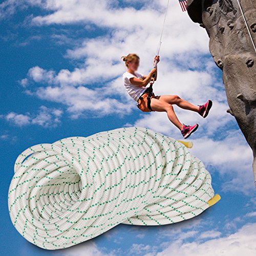 F2C General Purpose 2/5Inch x 151FT Caving Climbing Rope Double Braid Polyester Rope Safety Rope, Perfect for Tree Work, Cargo, Sailing, Rigging, Marine, Outdoor Sports, 5940Lbs Breaking Strength