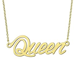 BYBWBL Queen Name Pendant Necklace 18k Gold Plated