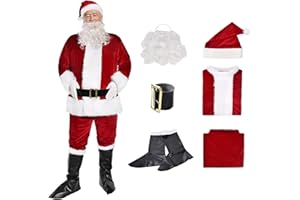 YOLENT Adult Santa Claus Costume for Men Christmas Santa Suit Deluxe red large Santa Outfit for Christmas Party Holiday Cosplay