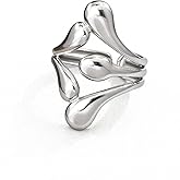Yukymui Irregular Adjustable Ring for Women Open Stackable Stainless Steel Ring Minimalist Statement Jewelry Dainty Boho Ring for Minimalist Style