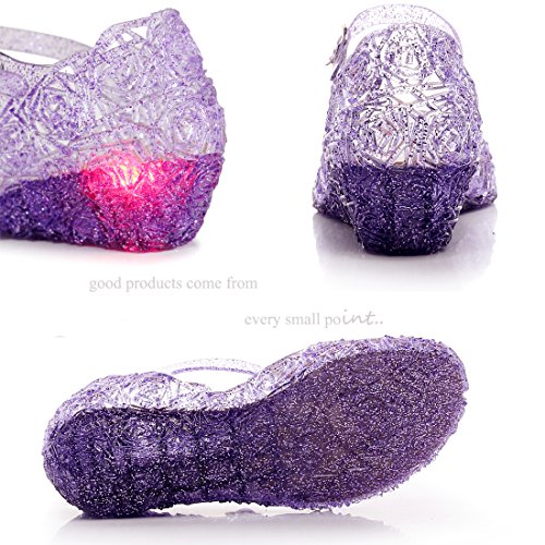 Jelly Sandal For Girls With LED Light Heel Princess Girls' Sparkle Dress Up Cosplay Heel Jelly Shoes Size 3 - Thumbnail 5