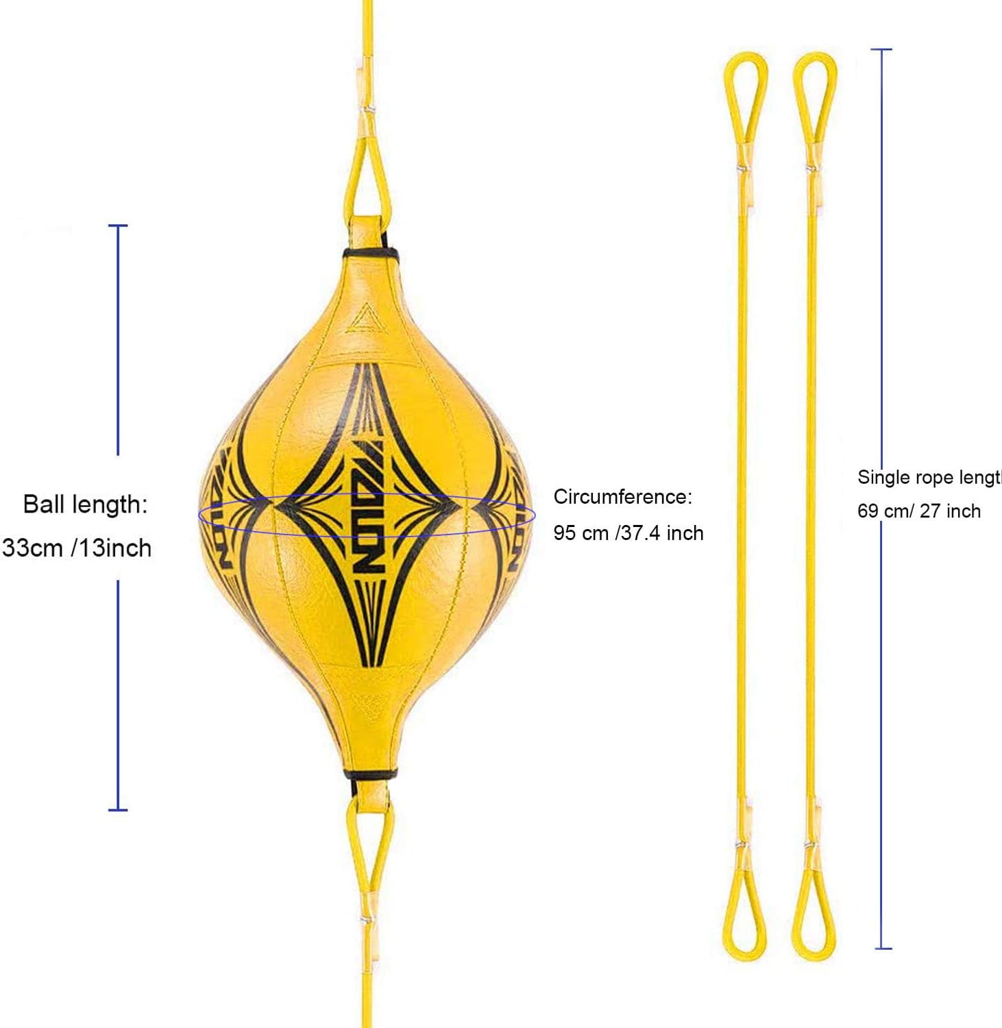 OPLIY Double End Ball, Boxing Speed Ball Leather Boxing Ball with Pump Speed Dodge Ball Include 2pcs Ring Locking for Gym MMA Boxing Sports Punch Bag (Yellow) : Sports & Outdoors