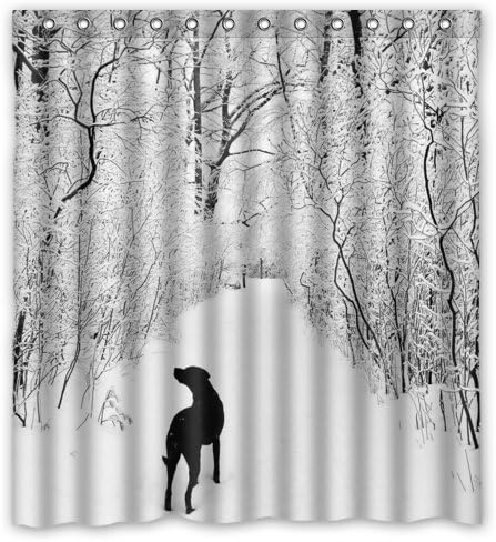 Durable funny lovely Labrador dog Theme 100% Polyester Waterproof Shower Curtain, Shower Rings Included 66" x 72"