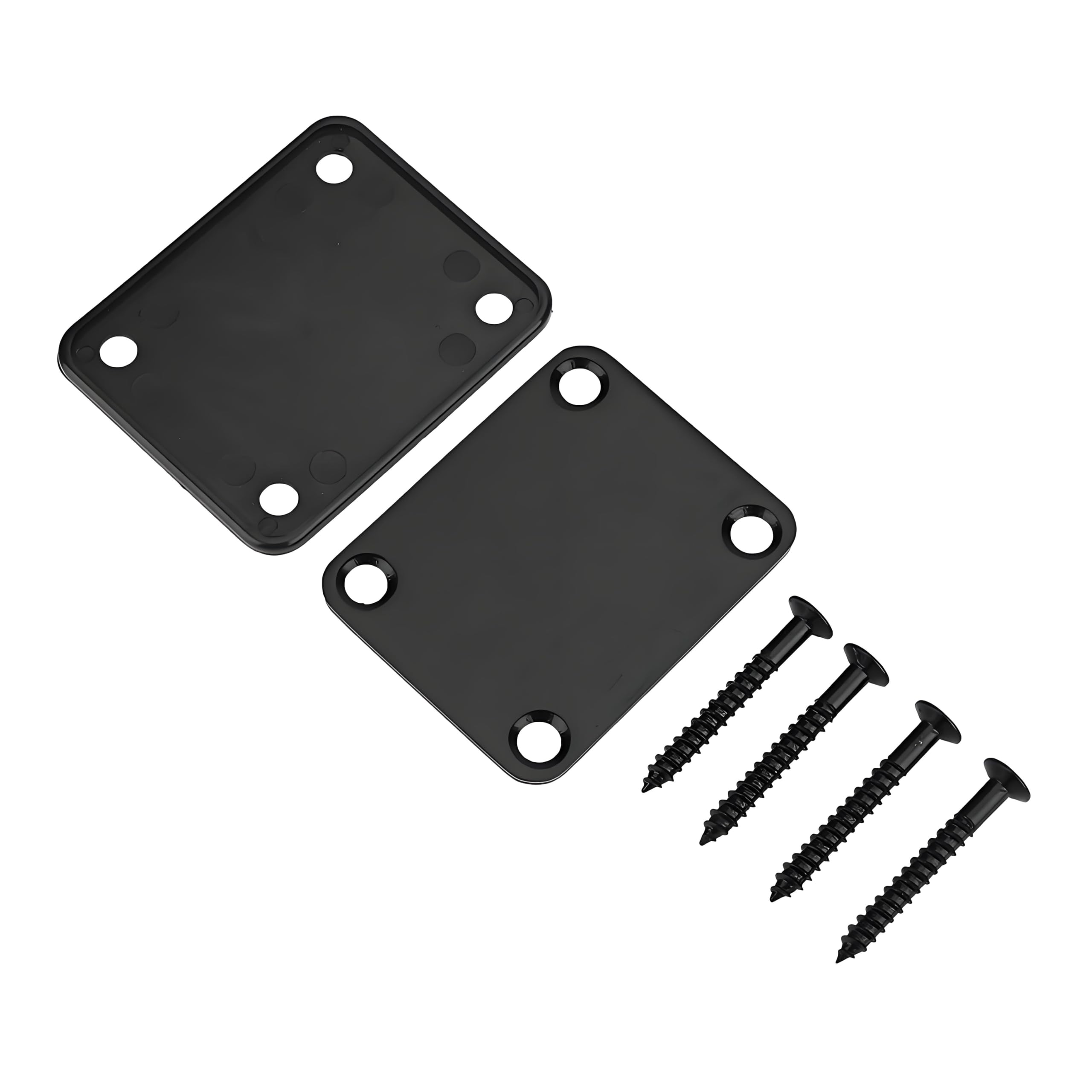 Guitar Neck Plate, Steel Alloy Durable Reinforced Steel Alloy Neck Plate with Screws Parts for Electric Guitar Bass(Black)