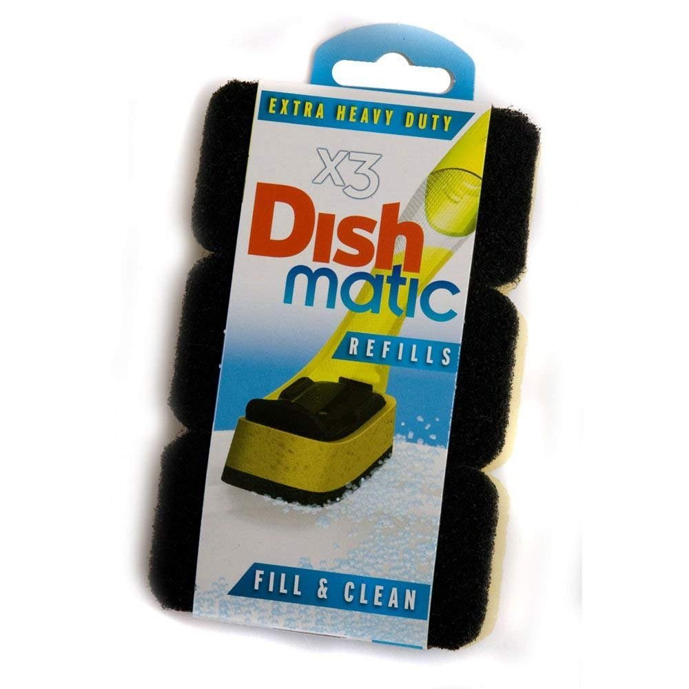 3 Extra Heavy Duty Dishmatic Black Refill Sponges