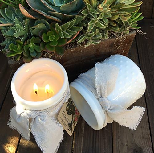 Coconut & Vanilla - Hand Poured - Coconut Wax - Natural Soy - Vintage Inspired Hobnail Jar - Premium Grade Fragrance Oil - Skin Safe