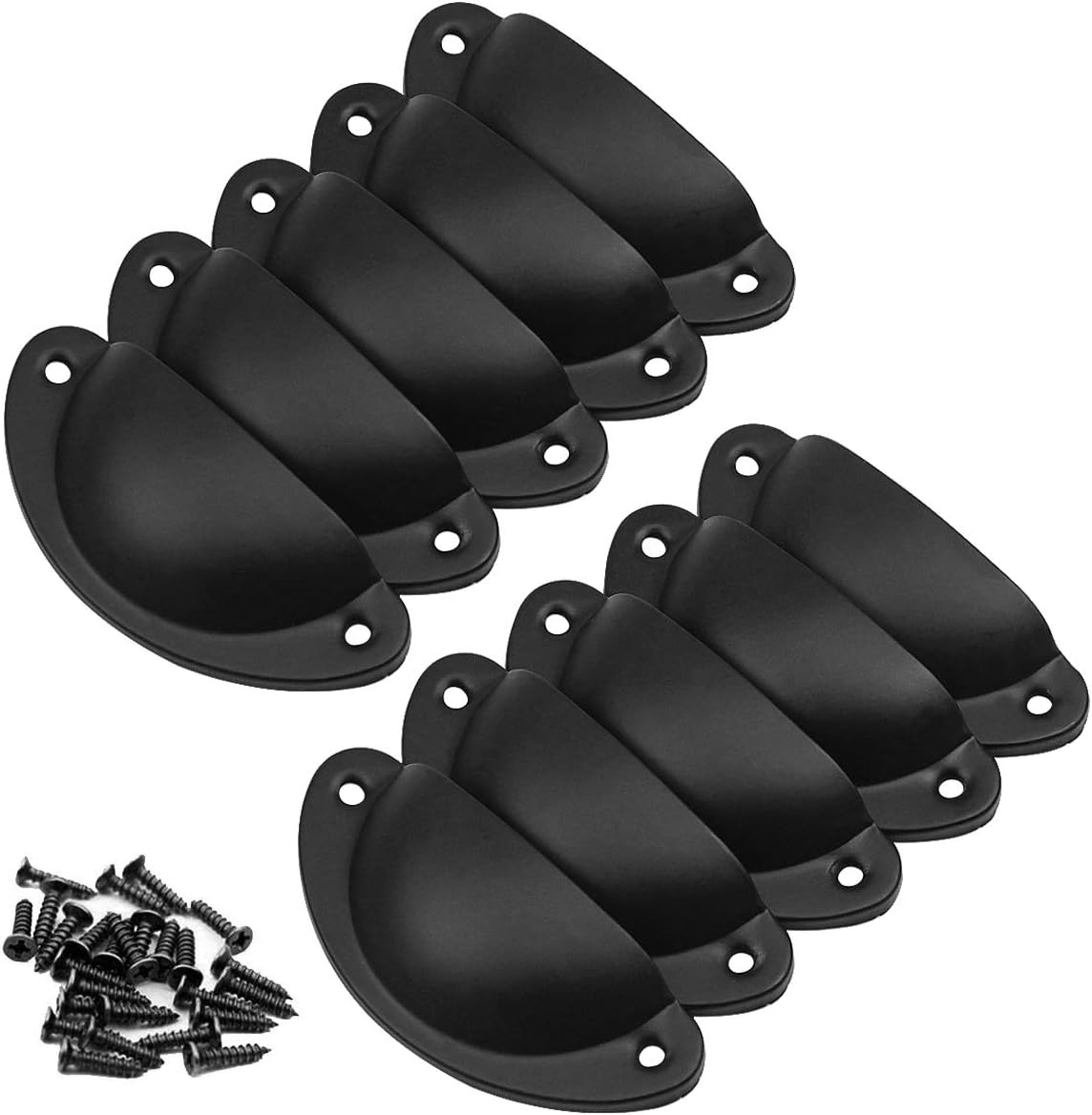 Retro Vintage Kitchen Cabinet Knobs 10 Pieces Cupboard Door Drawer Pull Handles Metal Cup Knobs with Screws Black