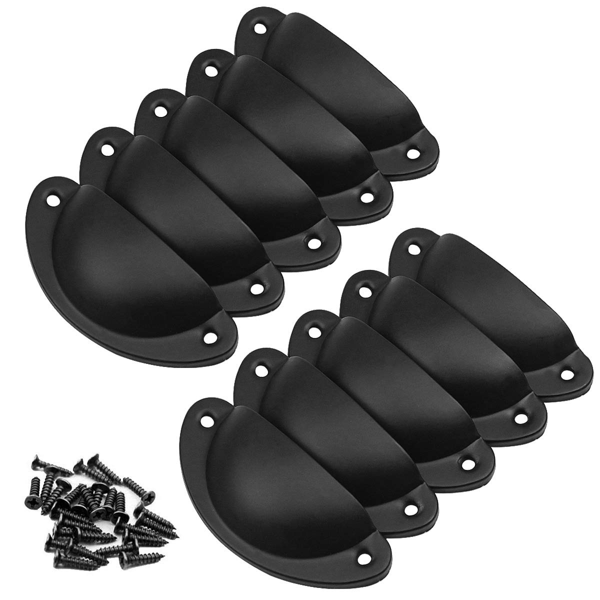 Retro Vintage Kitchen Cabinet Knobs 10 Pieces Cupboard Door Drawer Pull Handles Metal Cup Knobs with Screws Black