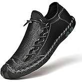 LZDZN Mens Casual Shoes for Men's Leather Loafers Boat Dress Driving Men Black Brown Yellow White Big Size Wide Summer Breathable Fashion Walking Work Office Business Male Handmade