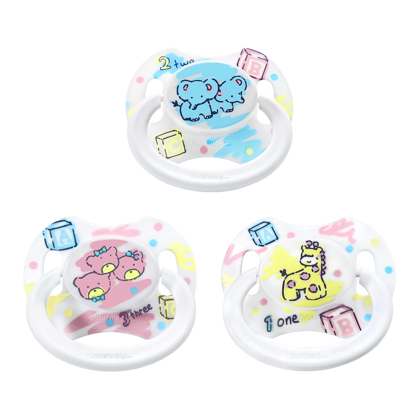 LittleForBig Bigshield Generation-II Adult Sized Pacifier Printed Set - Vintage Baby Pattern