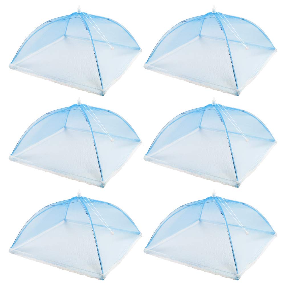 (6 Pack) 17 inches Pop-Up Food Cover Tent, Reusable and Foldable Picnic Food Net Cover, Very Suitable for Outdoor Picnics, Barbecues, Tents to Keep Food Fresh (blue)