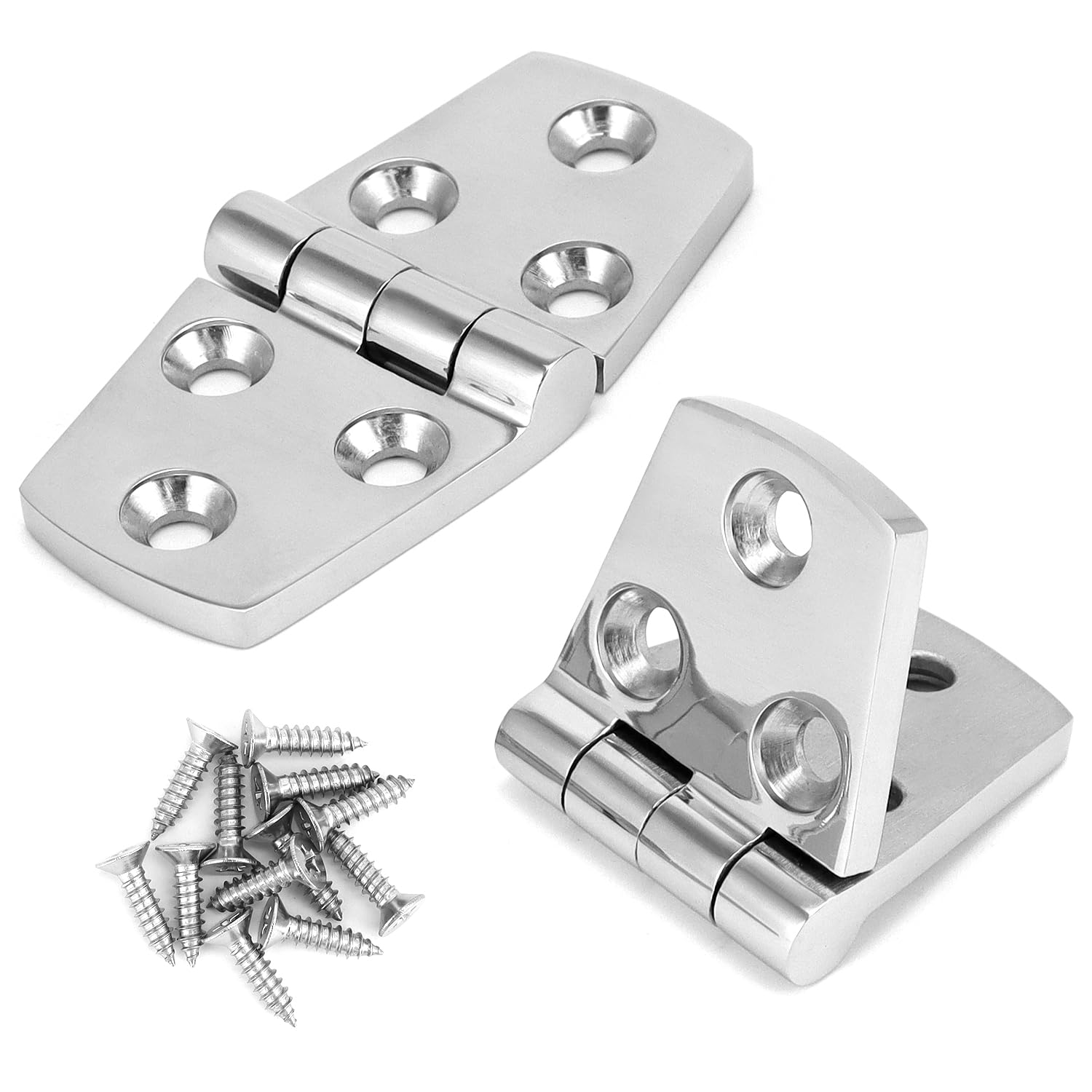 QWORK® 2 Pieces Marine Mount Door Hinges, Made of Stainless Steel SUS316, 38 x 76 mm