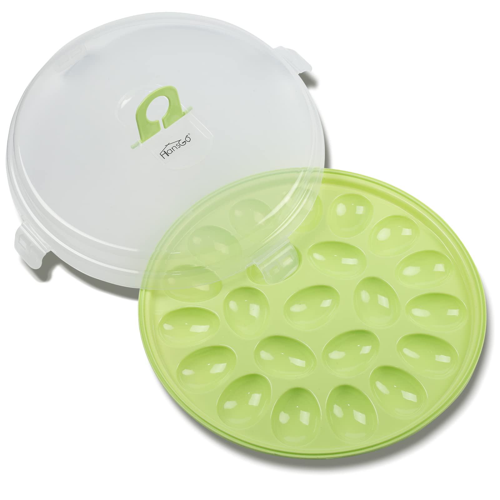 HANSGO Deviled Egg Containers with Lid, Deviled Egg Platter Carrier Holder Trays with 22 Slots for Holiday Party and Home Kitchen, Green