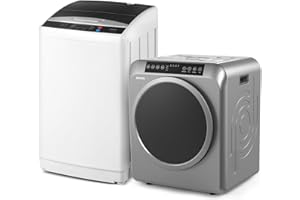 ROVSUN 3.5CuFt Portable Clothes Dryer and 25LBS Full-Automatic Washing Machine Set, Compact Laundry Washer and Dryer Combo Set with Stainless Steel Inner Tub for Apartment, Home