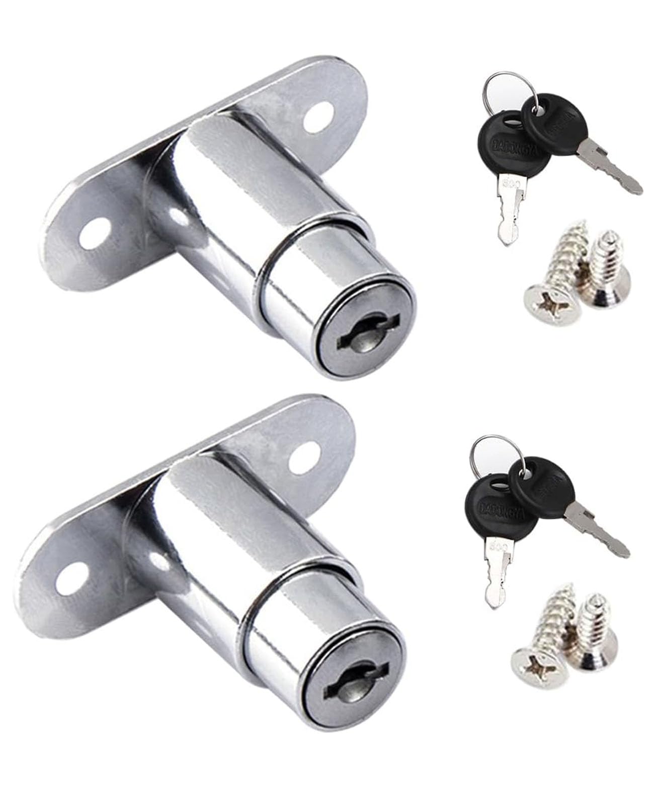WANLIAN 2 Pcs Cupboard Locks, with Key Drawer Lock Zinc Alloy File Cabinet Lock, Cupboard Cam Lock Cabinet Door Locks for Filing Cabinets Wardrobe Display Cabinet Furniture (Silver)