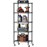 SINGAYE 5 Small Wire Shelves Kitchen Pantry Close Home Organizers and Storage Bathroom Shelf Laundry Room Organization Adjustable Book Metal Garage Shelving Unit
