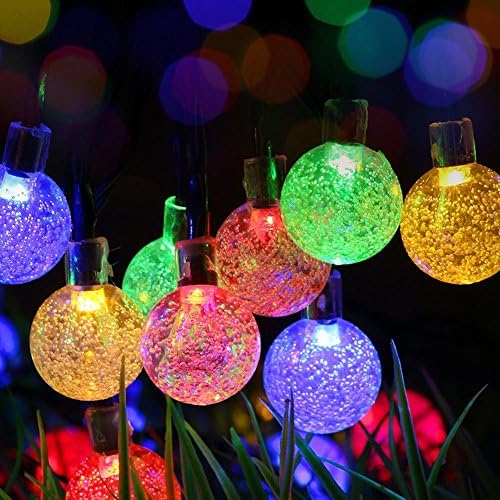 carelove Outdoor Colorful Ball Solar String Lights, 8Mode 30 LED 21ft Decorative Christmas Fairy Globe Light for Indoor Party,Wedding Decoration,Patio,Garden,Holiday,Tree Decor