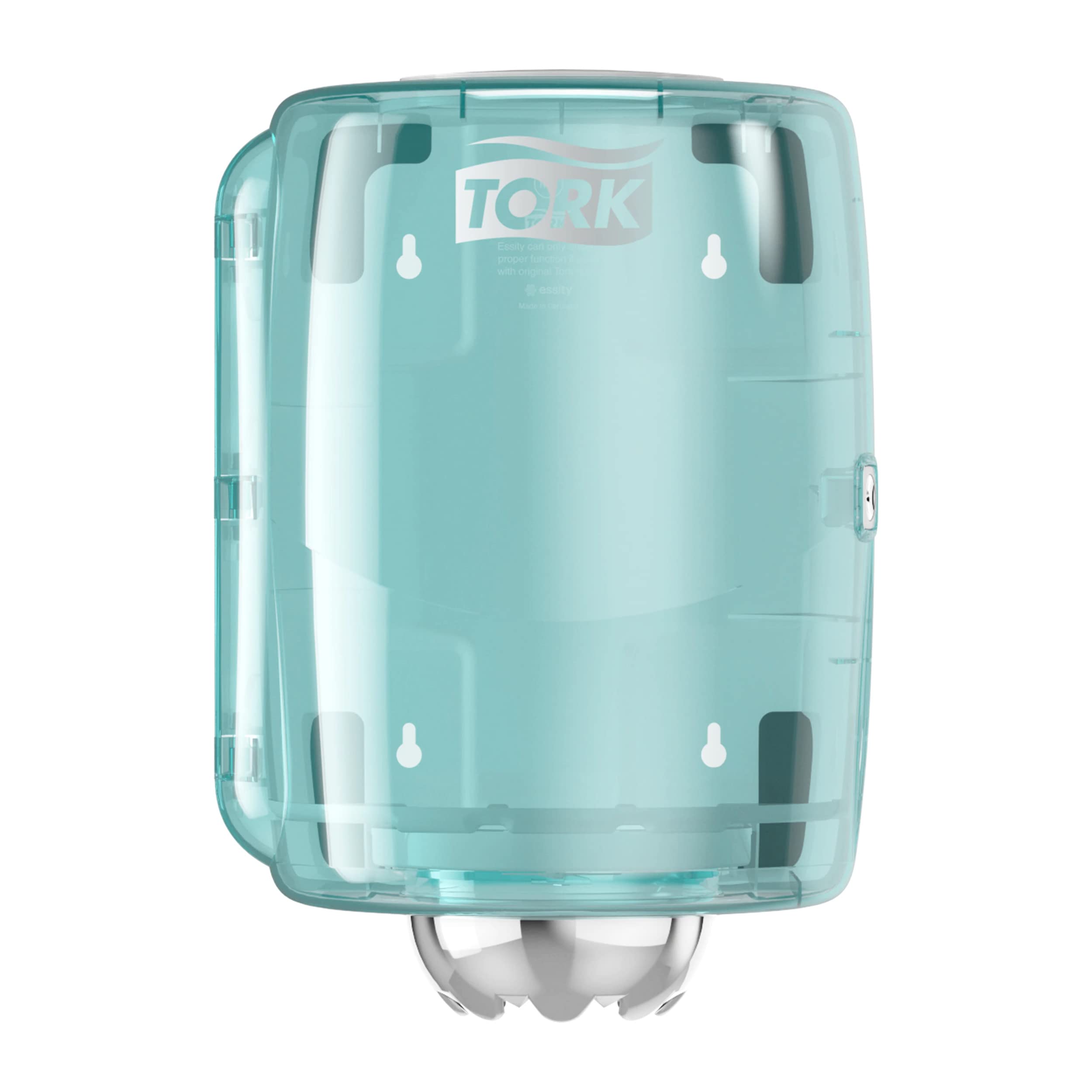 Tork 659000 Centrefeed Dispenser M2 / Paper Dispenser Suitable for M2 Paper Rolls Centrefeed System Big/Wipe Dispenser Wall Mounted/Performance Design White-Turquoise