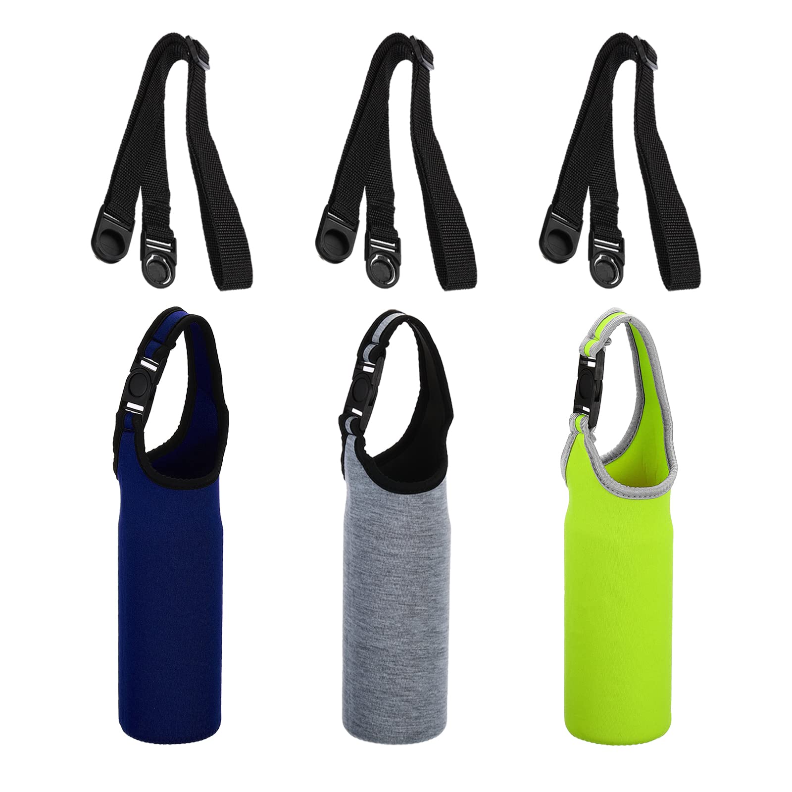 PATIKIL 67mmx185mm Water Bottle Sling Bag, 3 Pack Neoprene Portable Insulated Bottle Holder Carrier with Removable Adjustable Shoulder Strap 3 Different Color