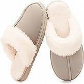 OOW Fuzzy Slippers for Women Cozy Faux Fur House Shoes Winter Warm Memory Foam Slippers for Indoor and Outdoor