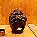 Omonic Porcelain Zen Garden Yoga Meditation Black Thai Buddha Head Statue Essential Oil Burner Home Decor (Black)