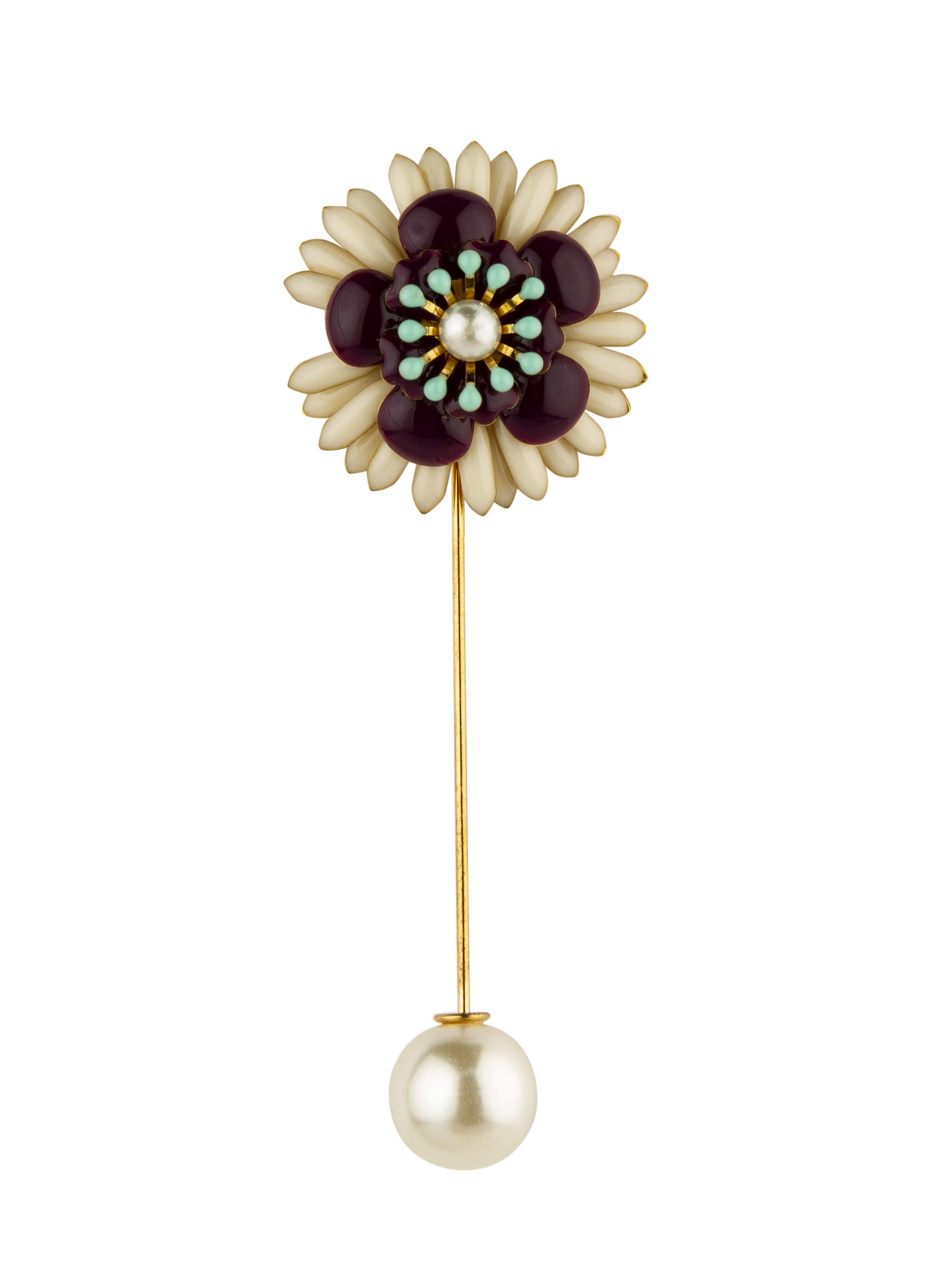 Brooch Lapel Pin for Men Flower with Pearl Detailing Lapel Pin Badge Coat Suit Wedding Gift Party Shirt Collar Accessories