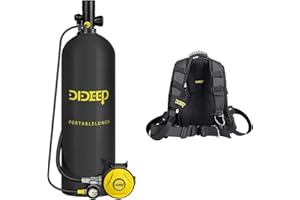 DIDEEP 4L Capacity Scuba Tank, with Double Shoulder Clip, Support About 40-60 Minutes Underwater Breathing Time, for Underwat