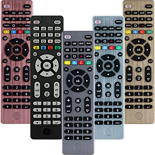 GE Universal Remote Control for Samsung, Vizio, LG, Sony, Sharp, Roku, Apple TV, RCA, Panasonic, Smart TVs, Streaming Players, Blu-ray, DVD, Simple Setup, 4-Device, Graphite, 33711, Brushed Graphite