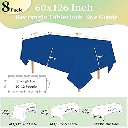 8 Pack Royal Blue Table Cloth 60x126 Inch Rectangle