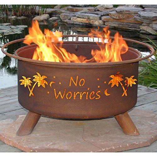 Patina ''No Worries'' 31 Inch Fire Pit with Grill and FREE Cover