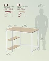VASAGLE Computer Desk 100x50x76 cm Natural Beige Pearl White LWD046L01 view 6