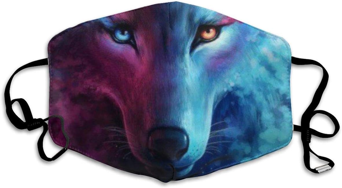 Mouth Mask For Daily Dress Up, Wolf Moon Anti-dust Mouth-Muffle, Washable Reusable Holiday Half Face Masks For Mens And Womens With Adjustable Earloop