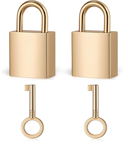 小物 PADLOCK KEY HANGER / GOLD Unlorspy 10 Pcs Gold Mini Padlock with Key, Small Luggage