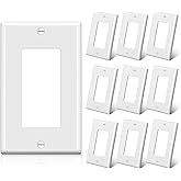BESTTEN 10 Pack 1-Gang Decorator Wall Plate, Standard Size Receptacle Outlet Plate, Unbreakable Polycarbonate Light Switch Co