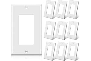 BESTTEN 10 Pack 1-Gang Decorator Wall Plate, Standard Size Receptacle Outlet Plate, Unbreakable Polycarbonate Light Switch Co
