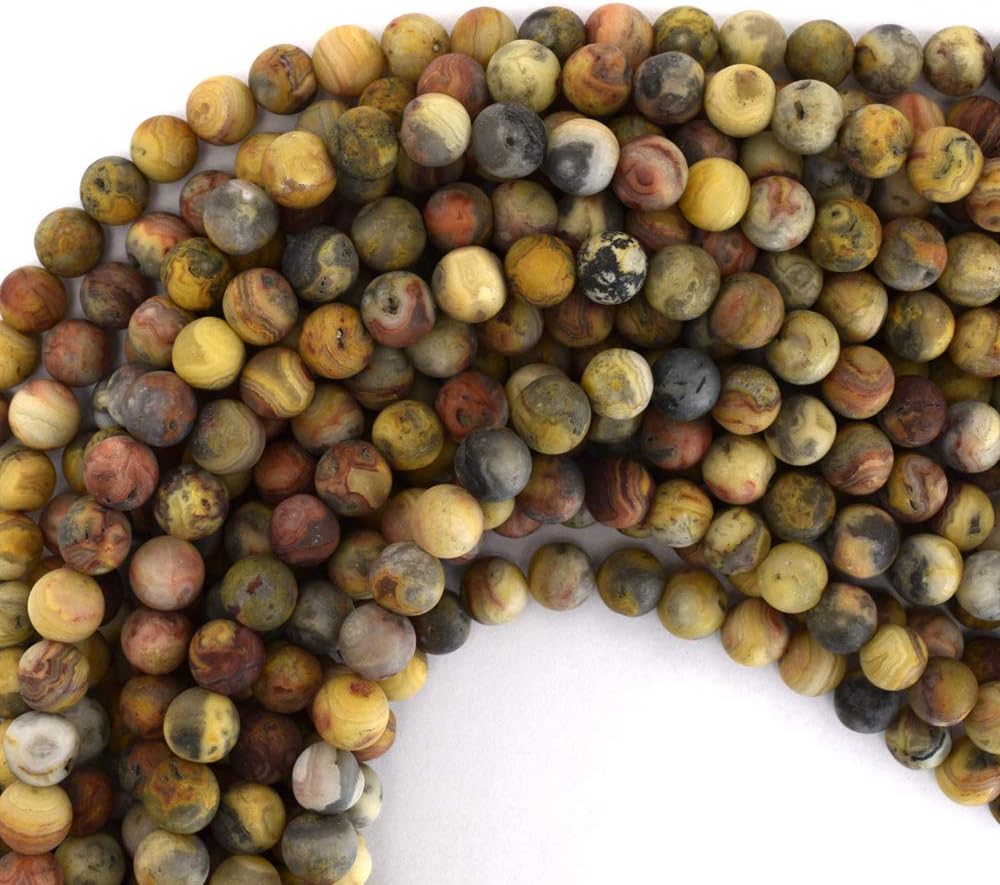 ShopForAllYou Design Making Natural Matte Crazy Lace Agate Round Beads 15.5" Strand 12mm