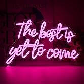 FAXFSIGN The Best Is Yet to Come Neon Sign Pink Letter Led Neon Lights For Wall Decor Usb Power Light Up Signs For Bedroom Home Bar Wedding Birthday Party Kids Room Teens Gifts