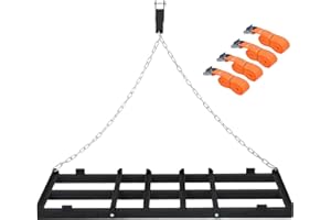 YEEJINHONG 4FT Drag Harrow for ATV UTV, Heavy Duty Driveway Gravel Leveler with Adjustable Weight Bars, Tow Behind Landscape Rake for Mower Tractor, Lawn Yard Lawn Rake, Soil Sand Leveling Tool