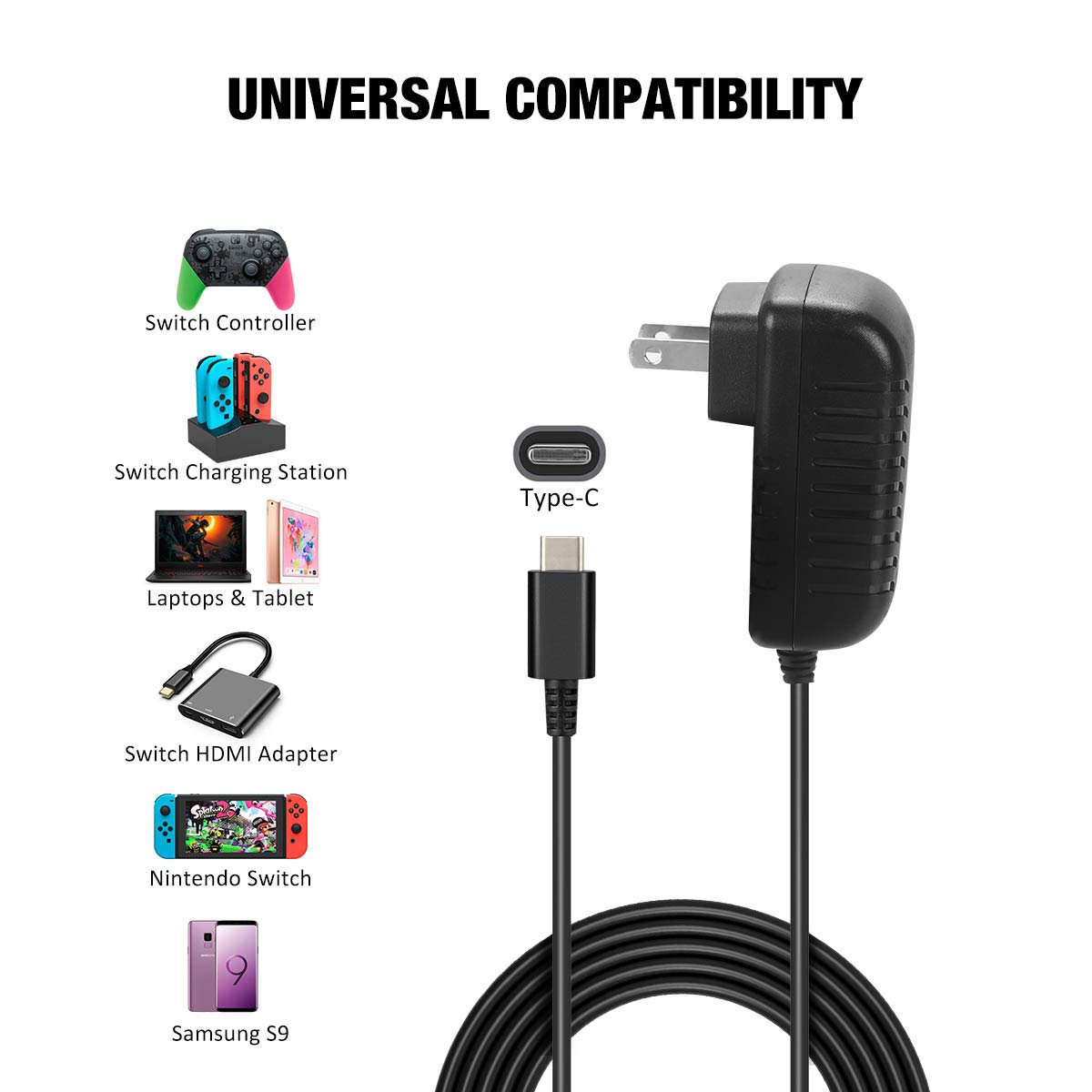 Charging Station for Nintendo Switch, Y Team 5 in 1 Charging Dock for Nintendo Switch Console and Joy Con Controller with 5FT Cable and AC Adapter