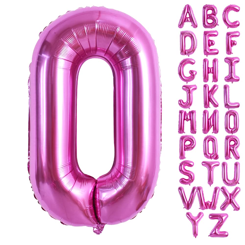 Photo 1 of TONIFUL 40 Inch Rose Red Letter O Balloons, Hot Pink Alphabet Letter Giant Foil Mylar Big Balloons for Birthday Party Anniversary Decorations