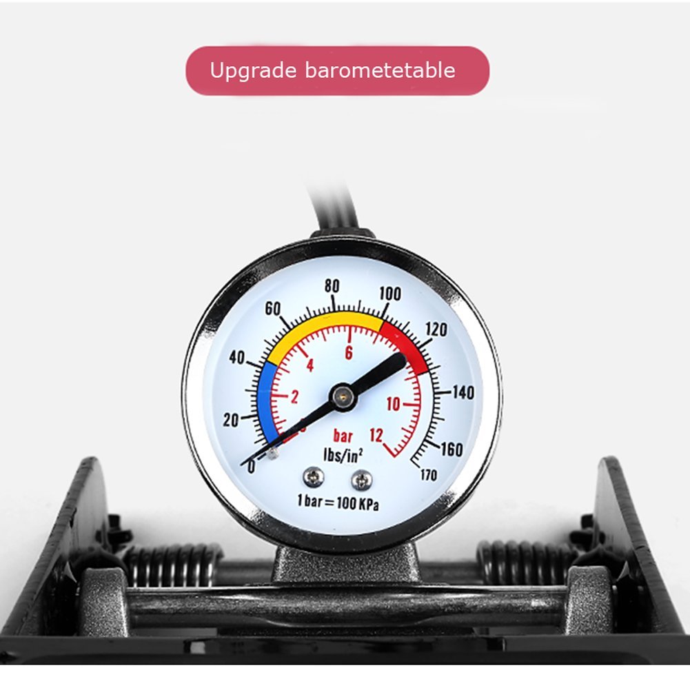 BAIXI Bike Pump Foot, Portable Floor Pump with Accurate Pressure Gauge