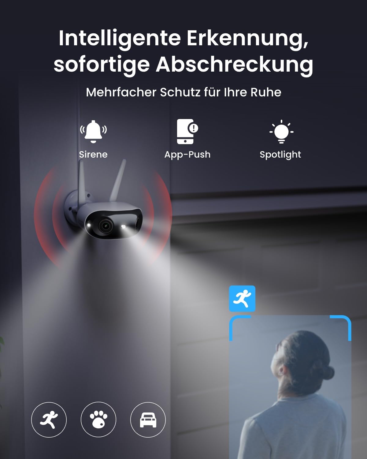 Reolink 4K Wi-Fi 6 Überwachungskamera Aussen mit 180° Panoramablick, 2.4/5GHz Dual-Band WLAN Kamera Outdoor mit Perimeterschutz, Farbnachtsicht, Smart-Erkennung, 2-Wege-Audio, Plug-in, Elite WiFi 6