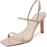 vivianly Women's Strappy Square Toe Ankle Strap Heeled Sandals