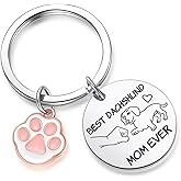 ZNOSVEI Dachshund Lover Gifts For Dachshund Mom, Whisperer, Owner Gifts Dog Mama Mommy Grandma Gift Dog Paw Keychain Puppy Day Keychain