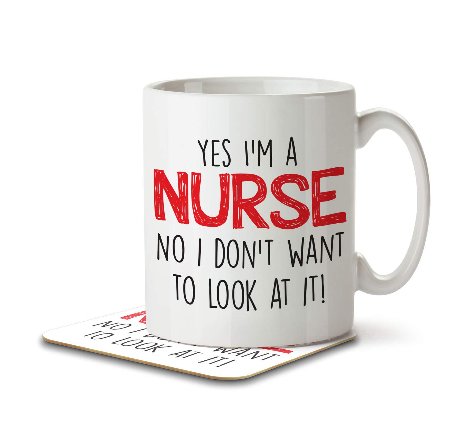 The Inky Penguin - Yes I'm a Nurse No I Don't Want to Look - Mug and Coaster, Ceramic, 11fl. oz.