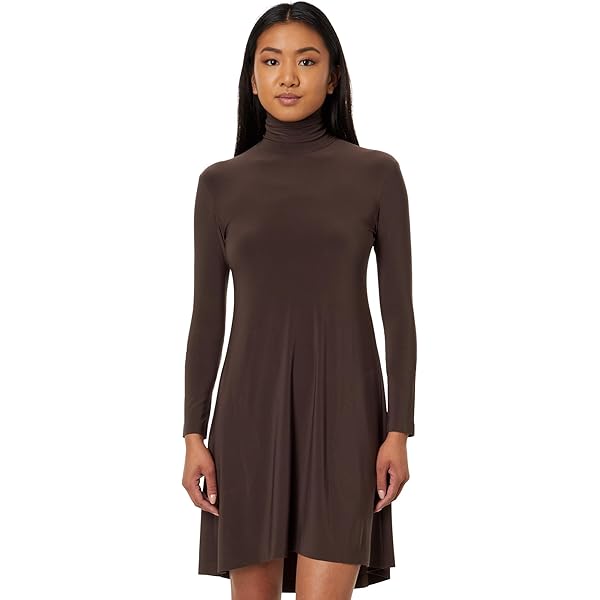 Norma Kamali Women's Long Sleeve Turtle Fishtail Mini Dress