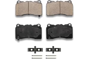 HYFTJYZ Ceramic Front Brake Pads Compatible with Regal/ATS/CT6/CTS/Camaro/Corvette/Ford GT/Mustang/Genesis Coupe/Pontiac G8/Cadillac STS/XTS,Automotive Replacement Brake Pads Front Set for Car HZ1050